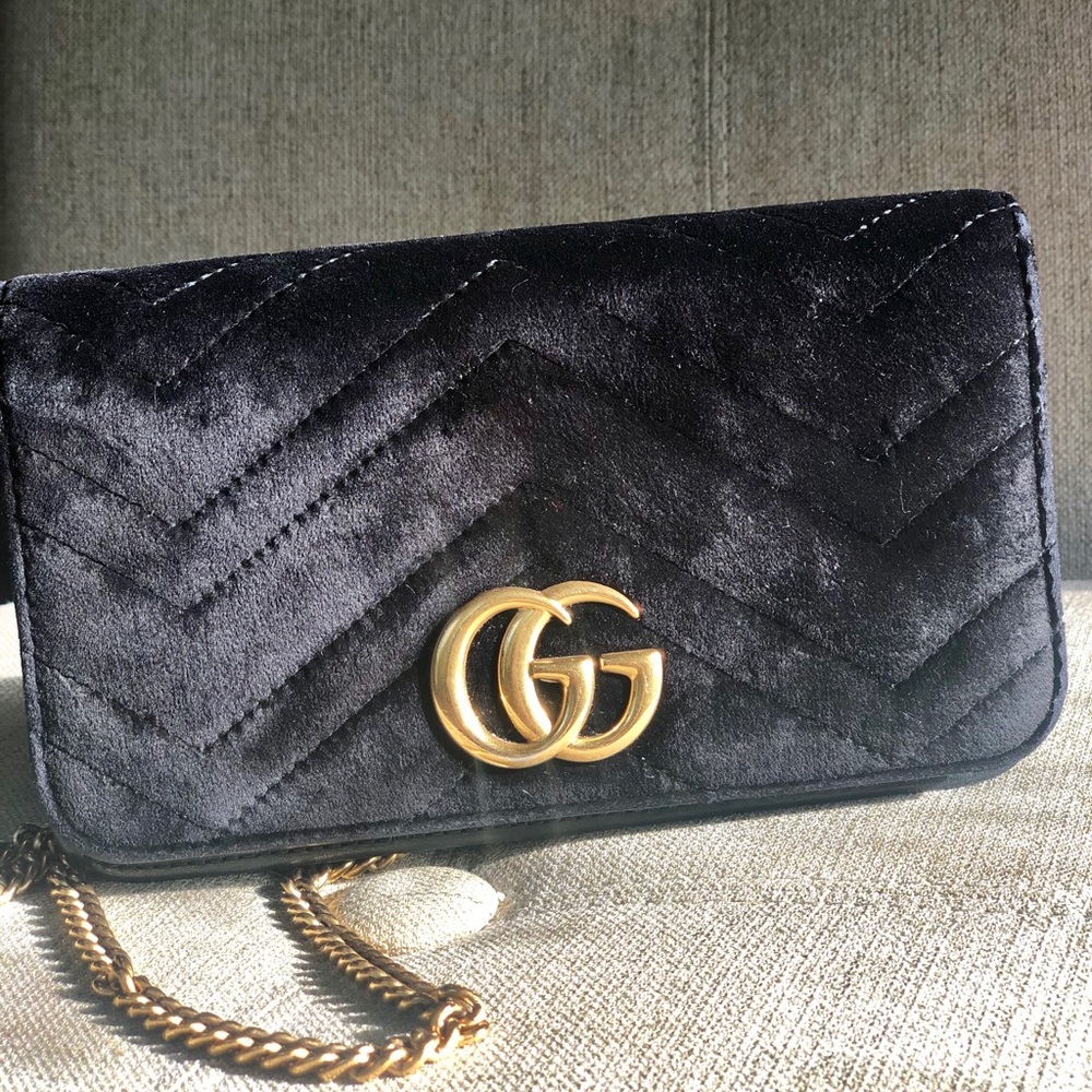 Authentic Gucci Marmot Velvet Crossbody Handbag